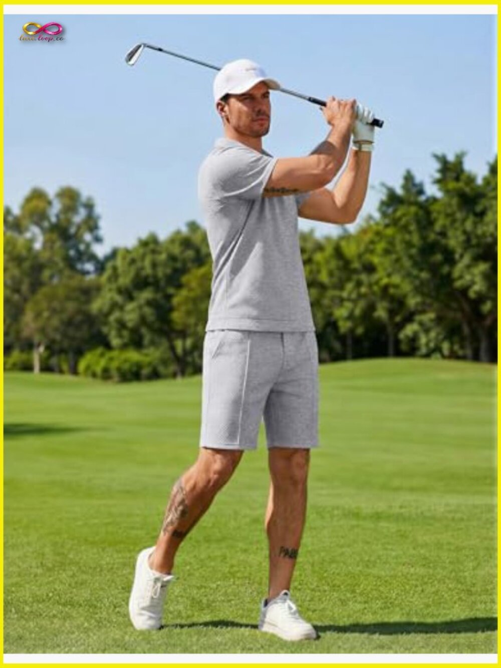 Men's 2 Piece Short Set Casual Quarter Zip Polo and Shorts Summer Outfit - Picture 4 of 7